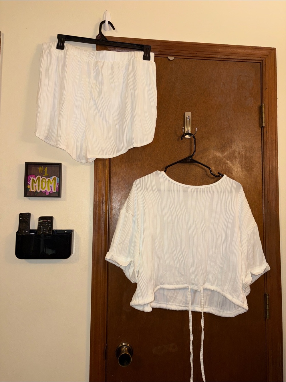 SHEIN White Textured Lounge Shorts Set